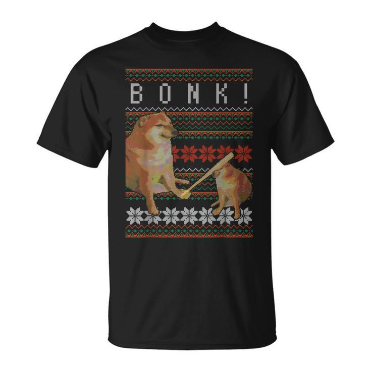 Cheems Bonk Ugly Christmas Sweater Doge Meme T-Shirt
