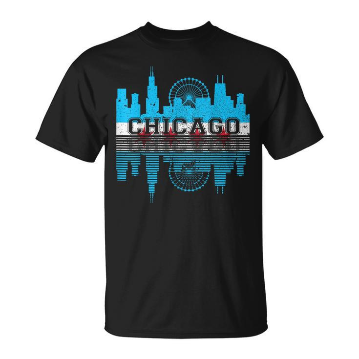 Chicago Illinois Flag City Skyline Chi Town Pride City Flag  Unisex T-Shirt