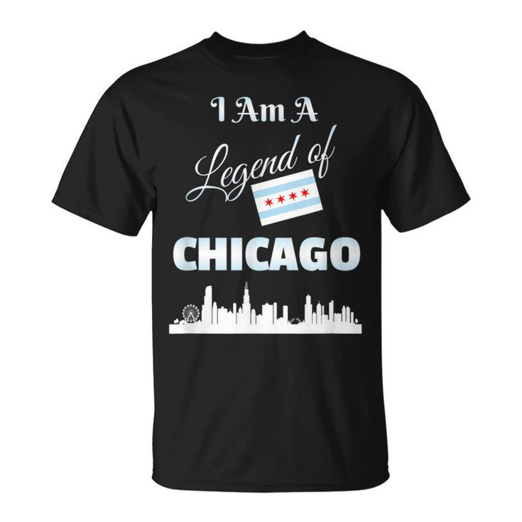 Chicago T I Am A Legend Of Chicago With Flag Skyline T-Shirt