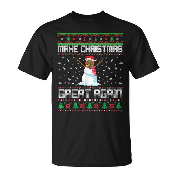 Make Christmas Great Again Ugly Christmas Sweater Snowman T-Shirt