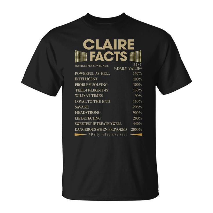 Claire Name Gift Claire Facts Unisex T-Shirt