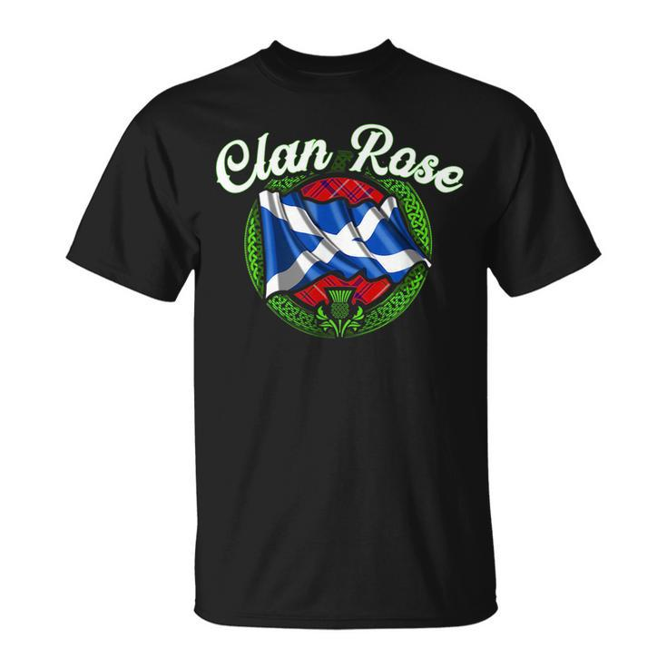 Clan Rose Tartan Scottish Last Name Scotland Flag Funny Last Name Designs Funny Gifts Unisex T-Shirt