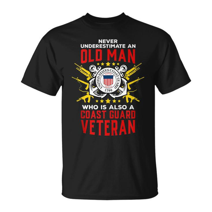 Coast Guard Never Underestimate An Old Man D4 Gun Flag Unisex T-Shirt