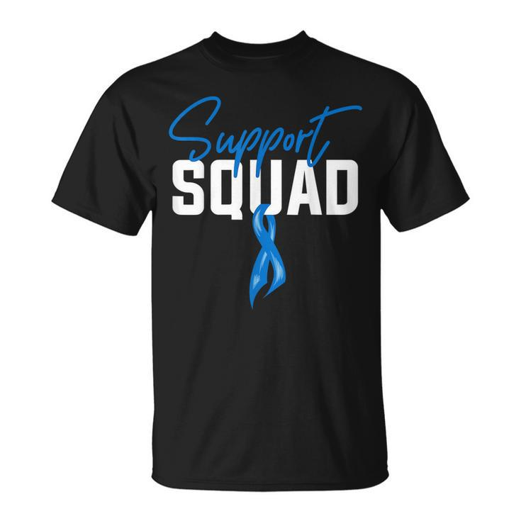 Colon Cancer Awareness Support Squad Blue Ribbon Unisex T-Shirt