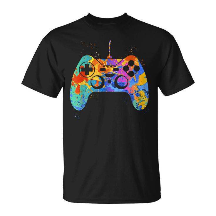 Colorful Gamer Graphic Gaming Controller Graphic T-Shirt