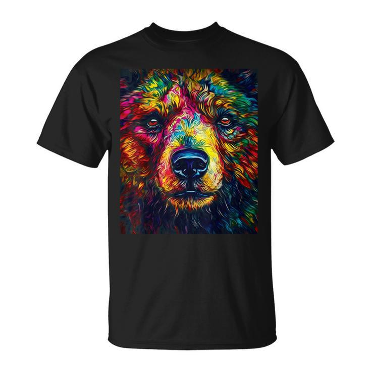 Colorful Grizzly Bear Closeup  Unisex T-Shirt