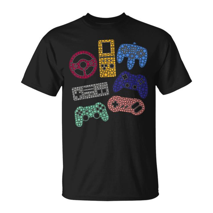 Colourful Polka Dot Video Game Controller Dot Day Gamer T-Shirt