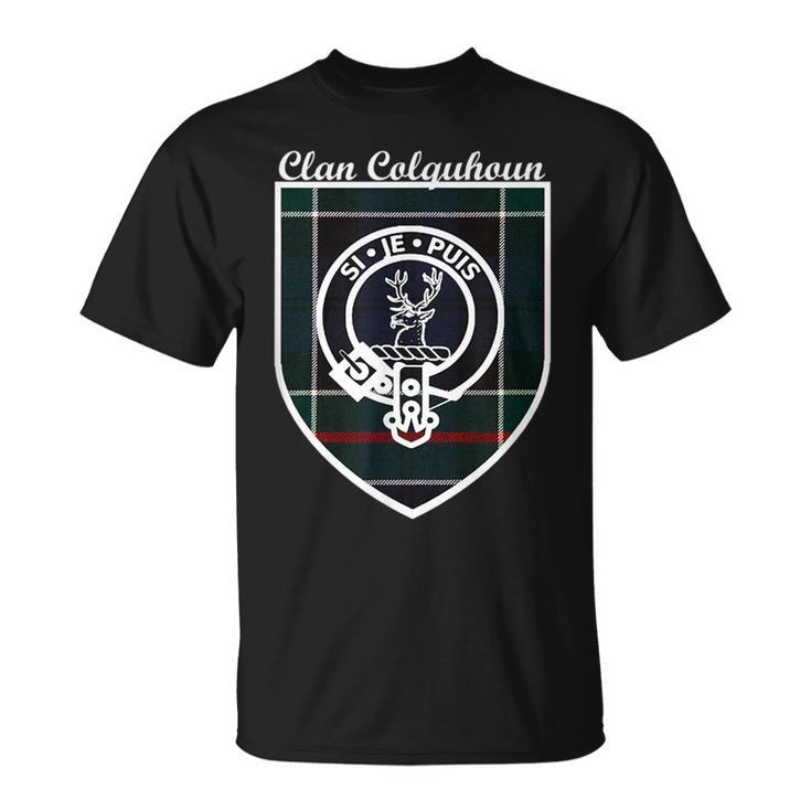 Colquhoun Surname Last Name Scottish Clan Tartan Badge Crest Funny Last Name Designs Funny Gifts Unisex T-Shirt
