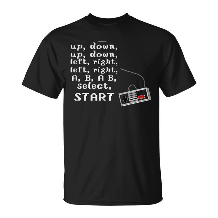Contra Cheat Code Up Down Left Right A B Select Start Gamer T-Shirt