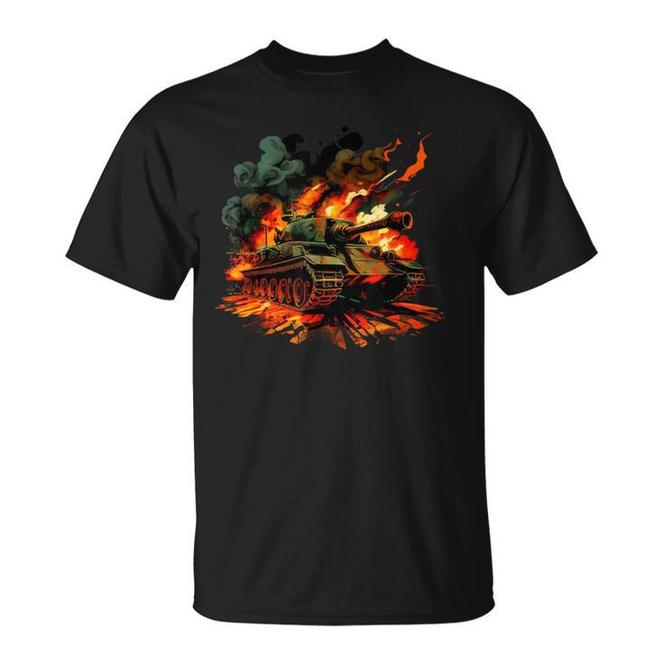 Cool Tank On Flames For Military Tank Lovers  Unisex T-Shirt