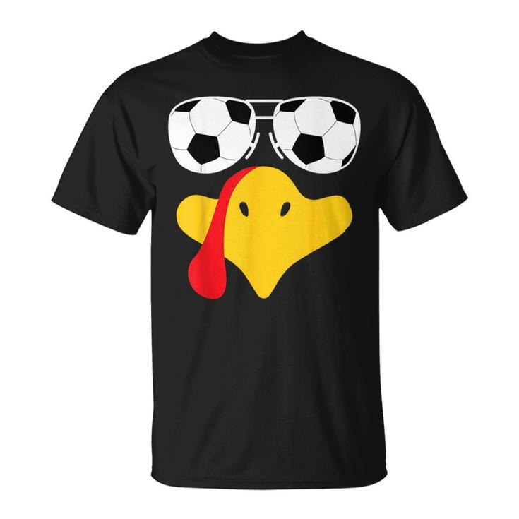 Cool Turkey Face With Soccer Sunglasses Thanksgiving T-Shirt