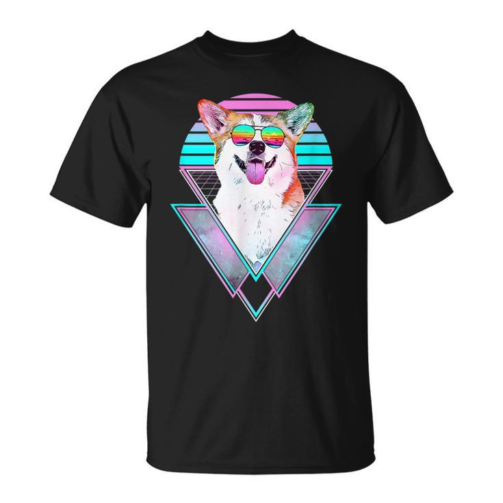 Corgi Dog Vintage Retro Vaporwave Beach Vibe  Unisex T-Shirt