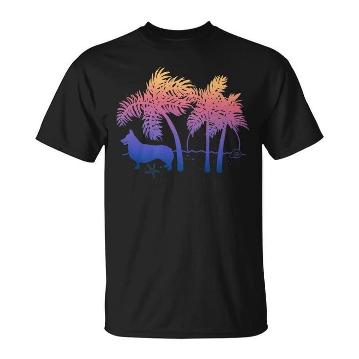 Corgi Ombre Beach Sunrise   Unisex T-Shirt