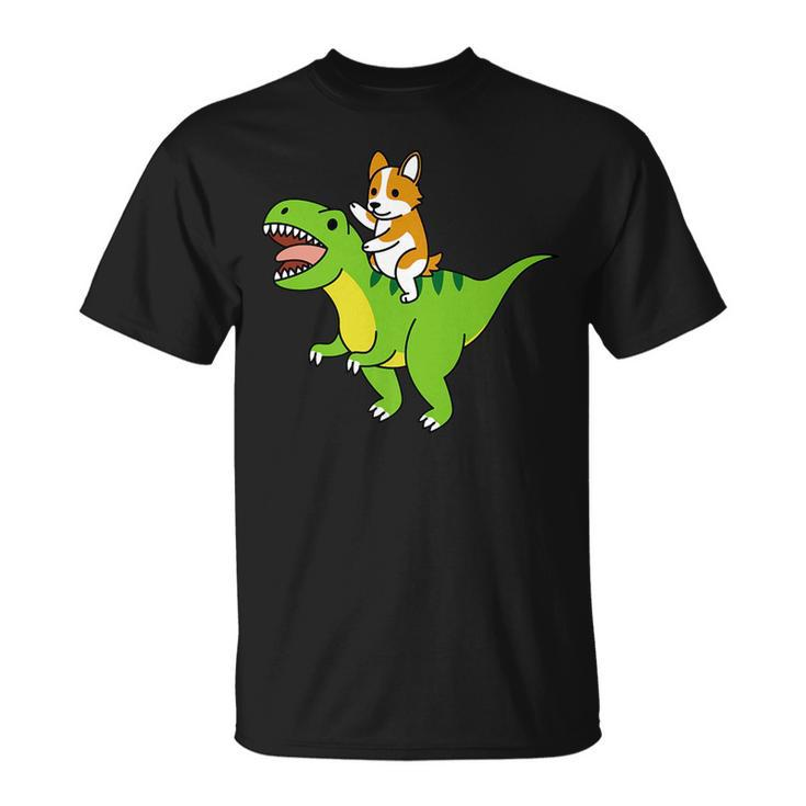 Corgi Riding T-Rex Dinosaur Dog   Unisex T-Shirt