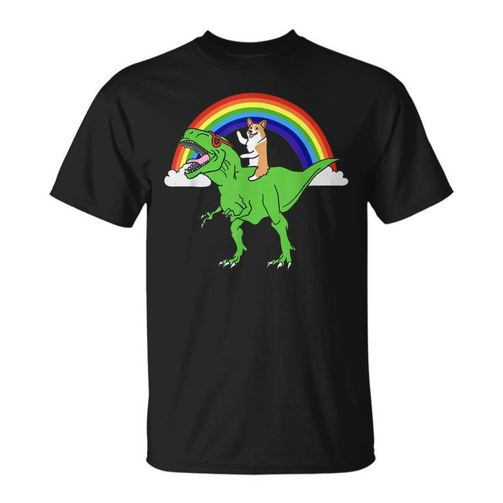 Corgi Riding T Rex Dinosaur  Funny Dog  Unisex T-Shirt