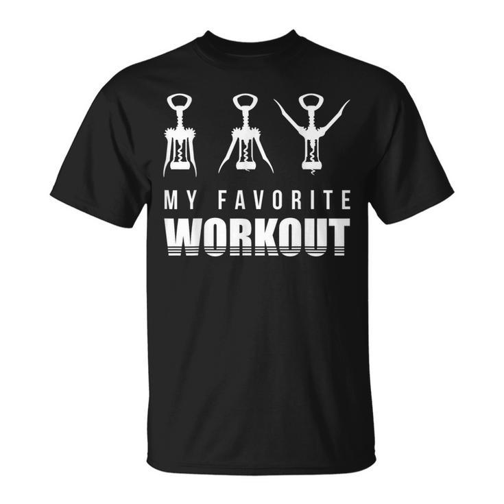 Corkscrew My Favorite Workout Corkscrew Drinking T-Shirt