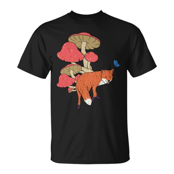 Cottagecore Fox Mushroom Animal Forest Unisex T-Shirt