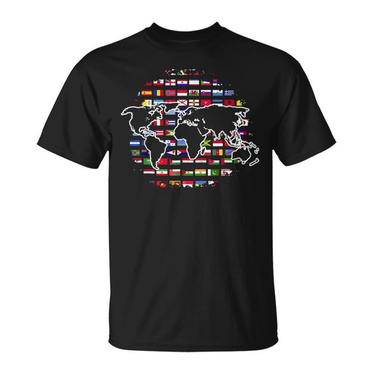 Country Flags World Map Traveling International World Flags  Unisex T-Shirt