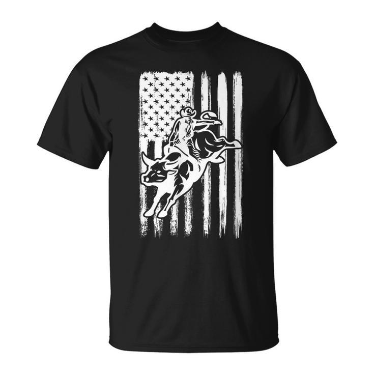 Cowboy Bull Rider - Us American Flag Rodeo Bull Riding  Rodeo Funny Gifts Unisex T-Shirt