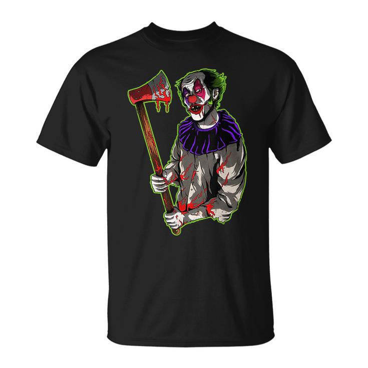 Crazy Evil Killer Clown Horror Scary Holloween Costume  Unisex T-Shirt