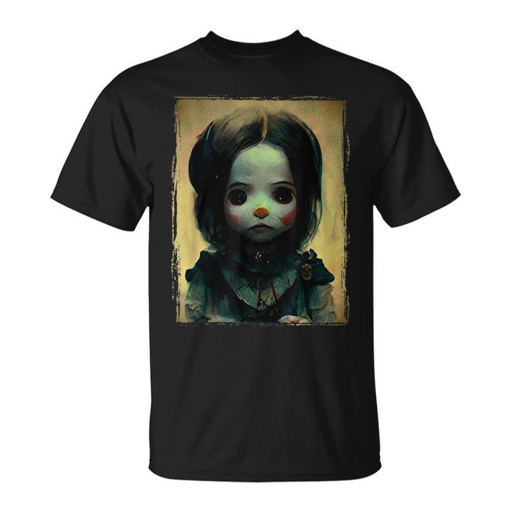Creepy Halloween Goth Horror Doll Halloween T-Shirt