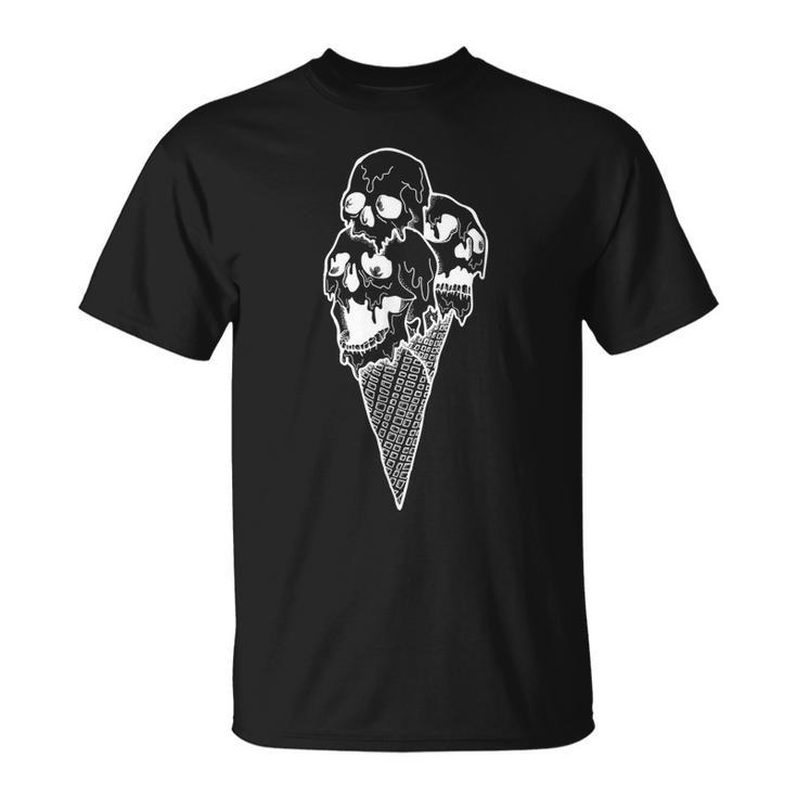 Creepy Skulls Icecream Horror Halloween Halloween T-Shirt