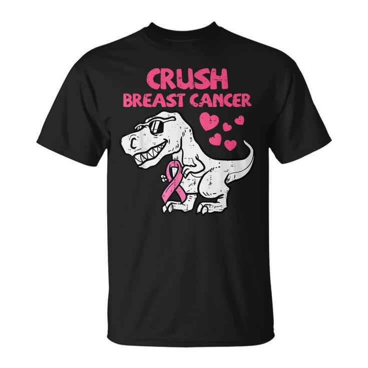 Crush Breast Cancer Awareness Trex Dino Ribbon Toddler Boys T-Shirt