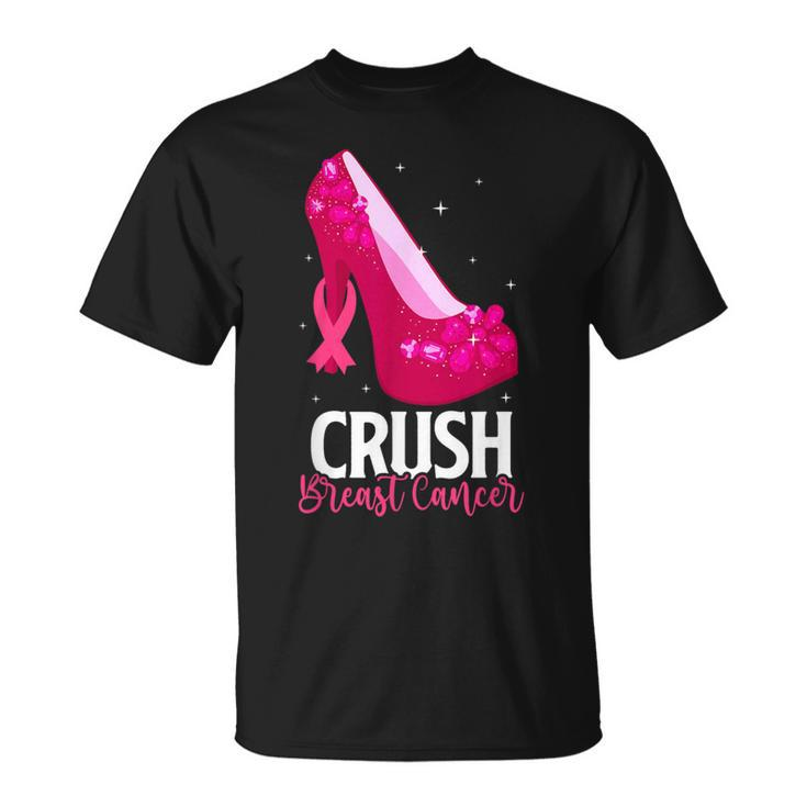 Crush Breast Cancer Breast Cancer Bling Pink Ribbon T-Shirt