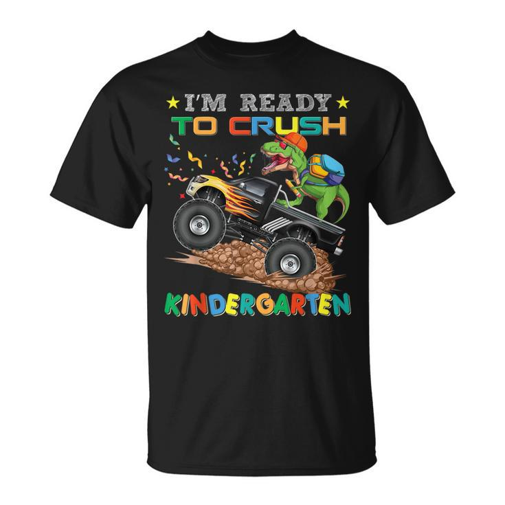 Crush Kindergarten Dinosaur Monster Truck Back To School Boy T-Shirt