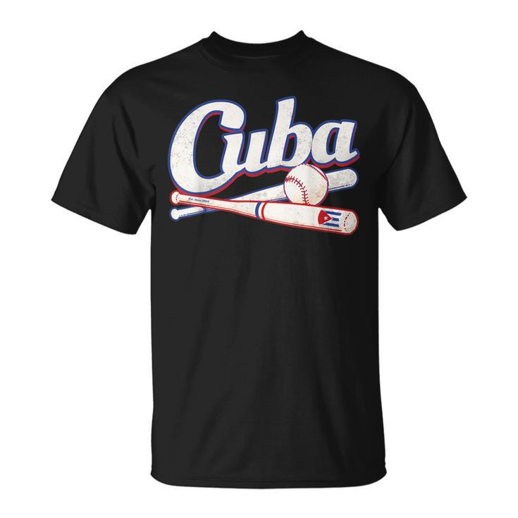 Cuban Baseball Fan Team Cuba Distressed Vintage Flag Graphic T-Shirt