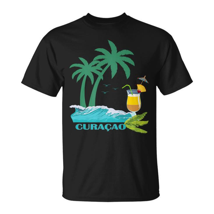 Curacao Palms Cocktail Caribbean Beach Island Souvenir Gift Curacao Funny Gifts Unisex T-Shirt