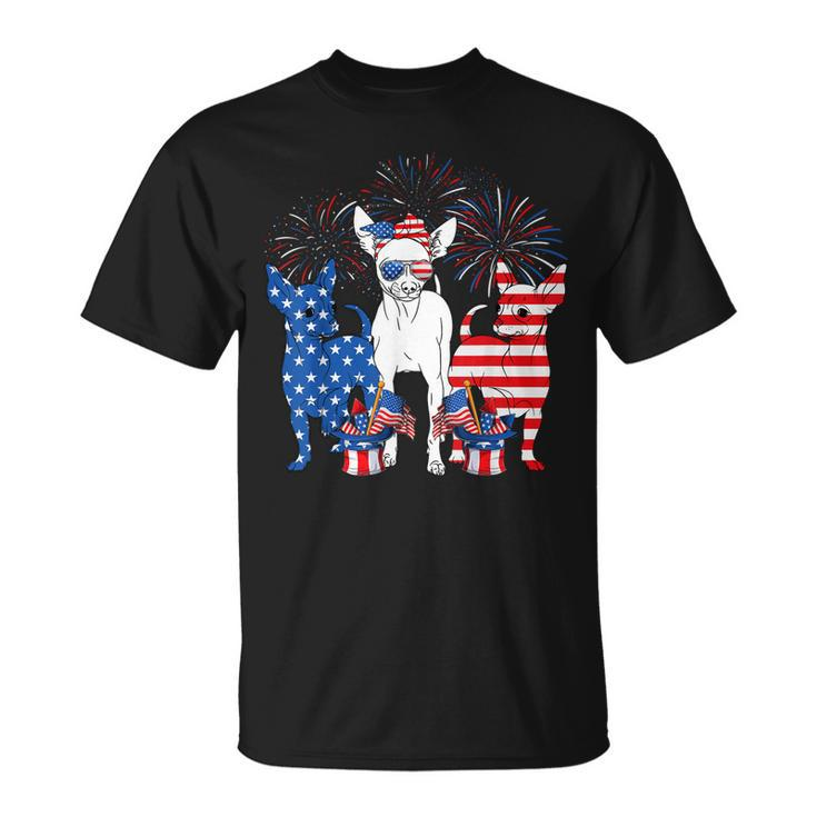 Cute Chihuahua Dogs American Flag Indepedence Day July 4Th  Unisex T-Shirt
