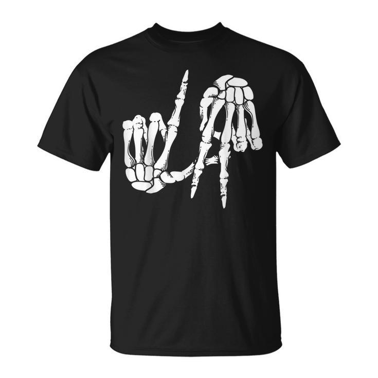 Cute Freaky Los Angeles Hand Sign Skeleton  La Gift Unisex T-Shirt