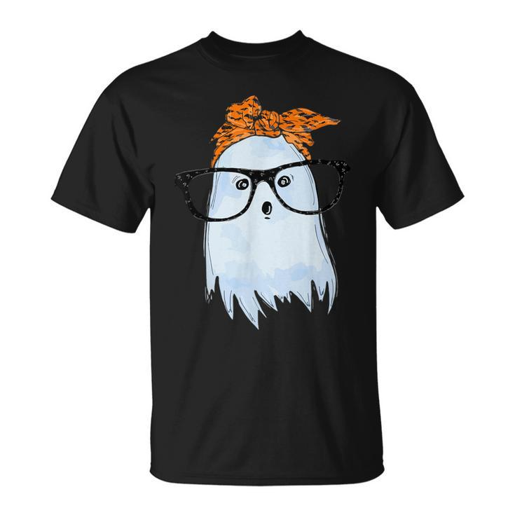 Cute Ghost With Glasses And Bandana T-Shirt