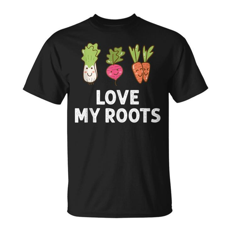 Cute I Love My Roots Toddler  Root Vegetables Gardening Gardening Funny Gifts Unisex T-Shirt