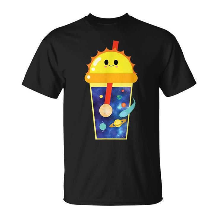 Cute Kawaii Bubble Milk Tea Boba Solar System Science Gift  Unisex T-Shirt