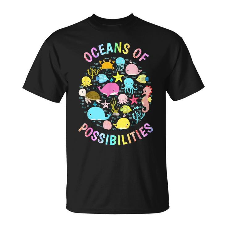 Cute Oceans Of Possibilities Summer Reading Sea Creatures  Unisex T-Shirt
