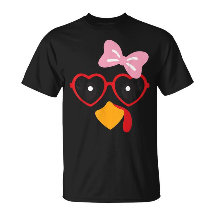 Cute Turkey Face Heart Sunglasses Thanksgiving Costume T-Shirt