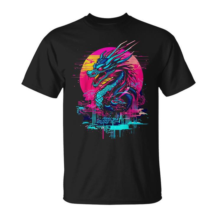 Cyberpunk Dragon Retro Futuristic Outrun Synthwave T-Shirt