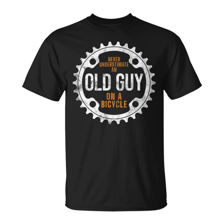 Cycling Never Underestimate An Old Guy On A Bicycle Gift For Mens Unisex T-Shirt