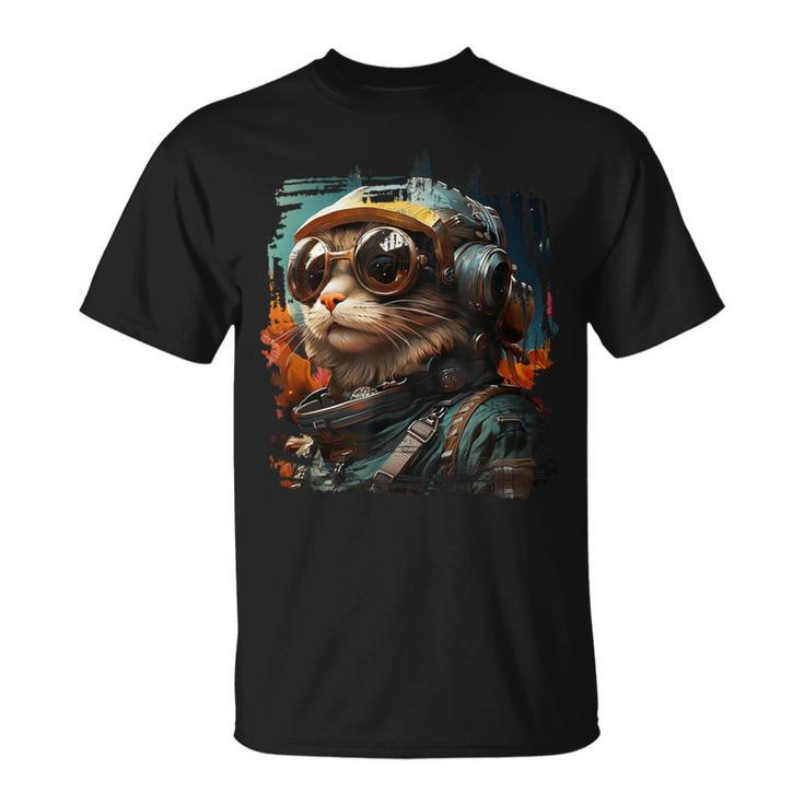 Cymric Cat Armadillo Helmet Sunglasses T-Shirt