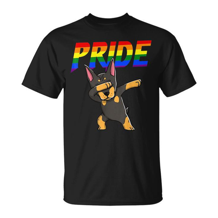 Dabbing Doberman Pinscher Lesbian Gay Lgbt Pride  Unisex T-Shirt