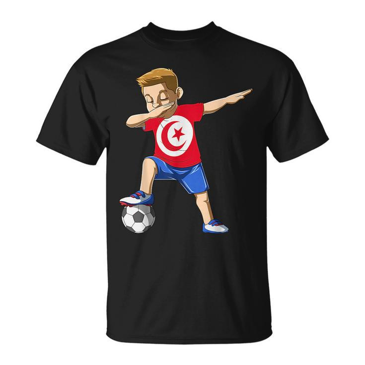 Dabbing Soccer Boy Tunisia Jersey Tunisian  Unisex T-Shirt