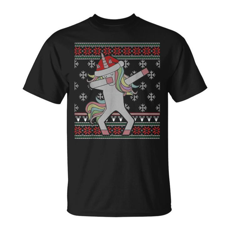 Dabbing Unicorn Ugly Christmas Sweater Dab Trend T-Shirt