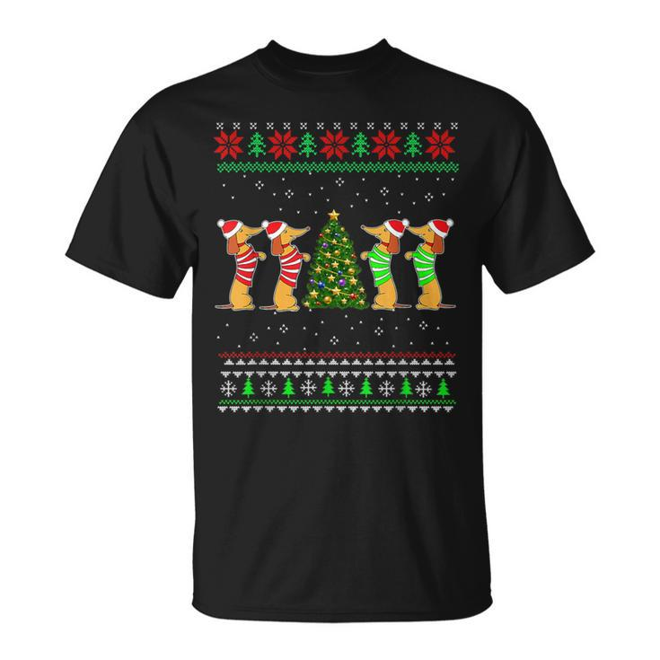 Dachshund Dog Christmas Ugly Sweater Dachshund Xmas T-Shirt