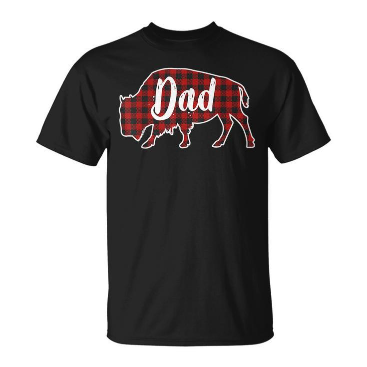 Dad Bison Buffalo Red Plaid Christmas Pajama Family Gift  Unisex T-Shirt