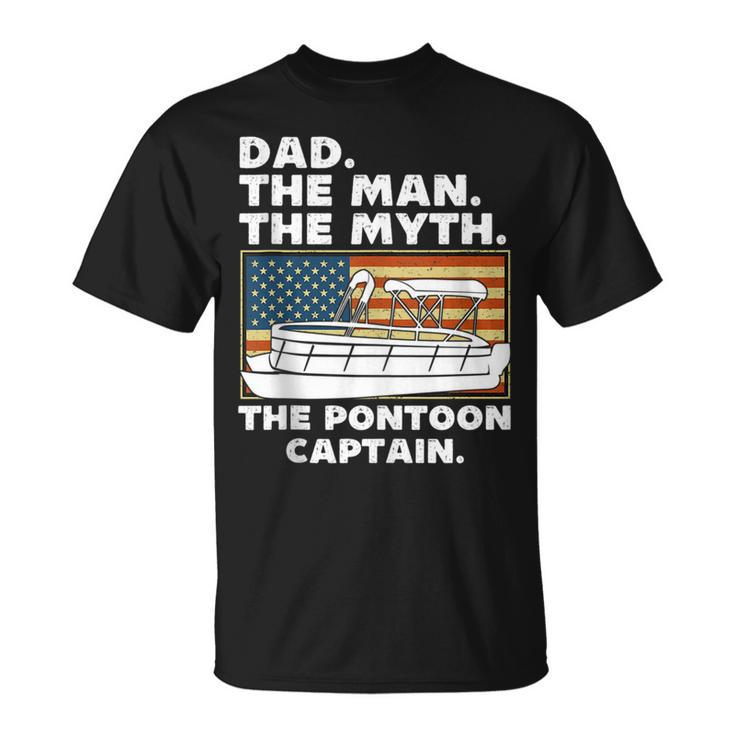 Dad Man Myth Pontoon Captain American Flag Boat Fathers Day  Unisex T-Shirt