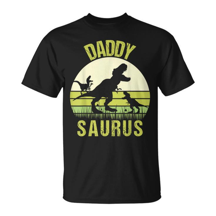 Daddy Dinosaur Daddysaurus 2 Two Kids Fathers Day  Unisex T-Shirt