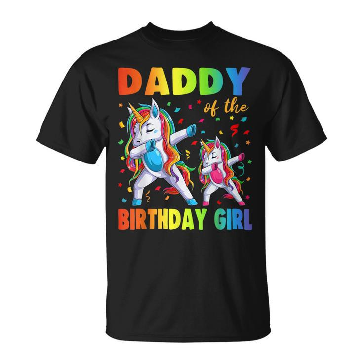 Daddy Of The Birthday Princess Girl Dabbing Unicorn Dad Papa Gift For Mens Unisex T-Shirt