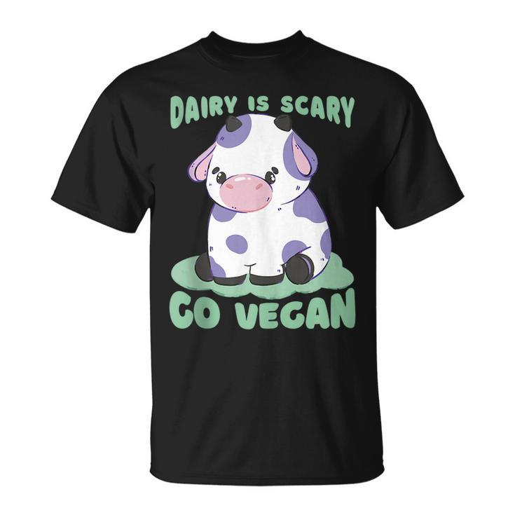 Dairy Is Scary Go Vegan Cow Lovers Hilarious Vegan Parody  Unisex T-Shirt
